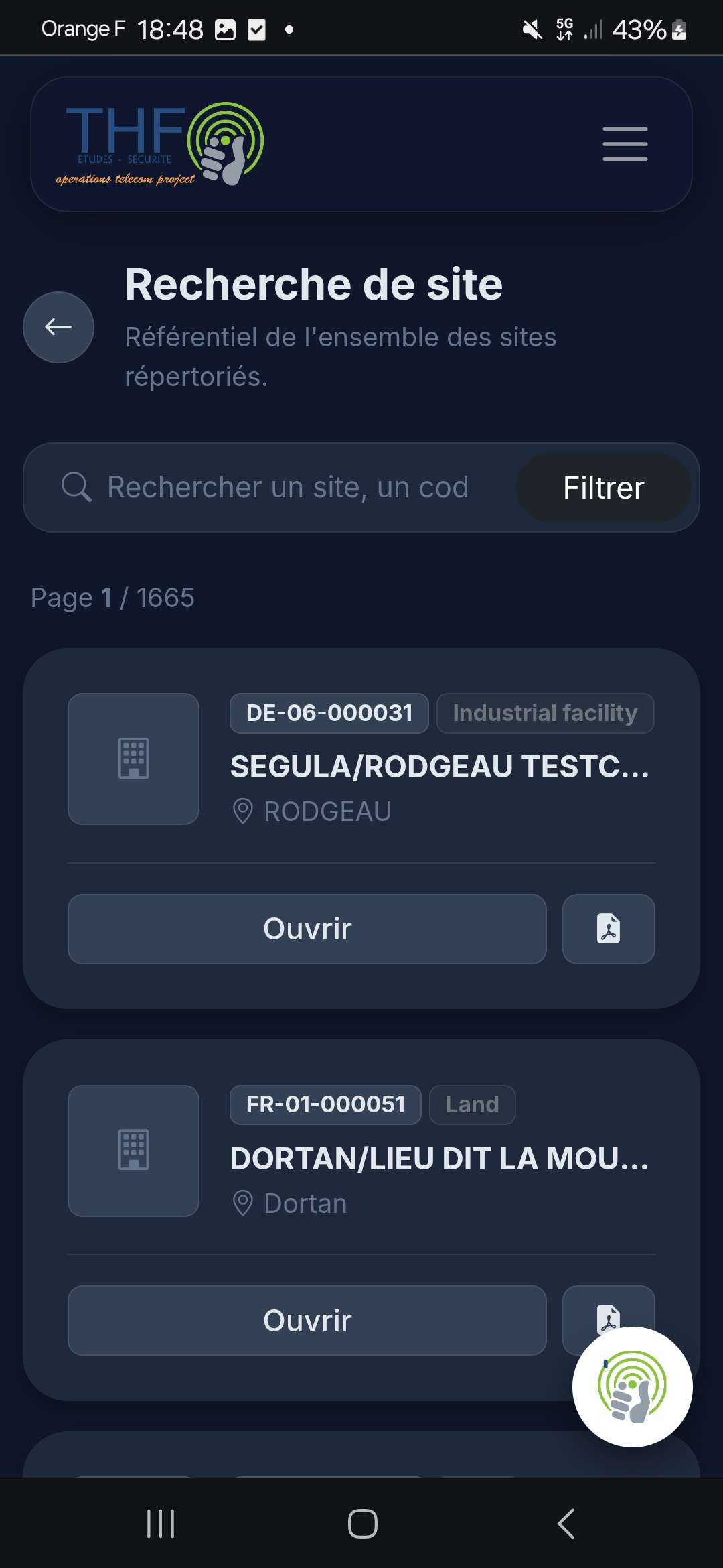 Recherche de site sur mobile